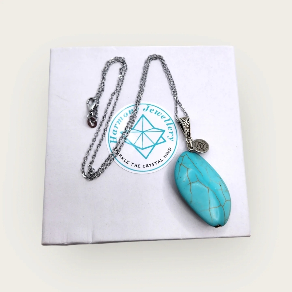 Turquoise Oval Harmony Jewellery charm pendant with a chain